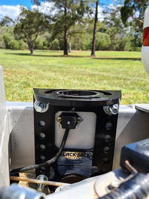 Black Jack Trailer Jack with Clamp Electric Powered Jockey Lift with Folding Foot - Everything Caravans