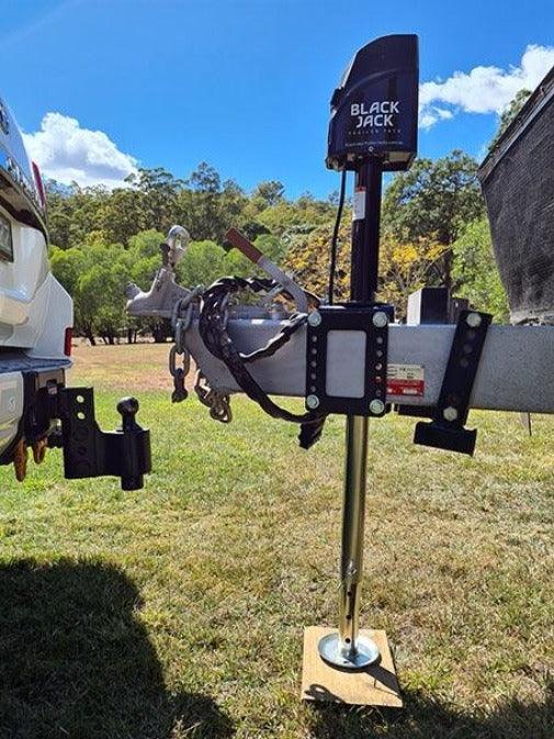Black Jack Trailer Jack with Clamp Electric Powered Jockey Lift with Folding Foot - Everything Caravans