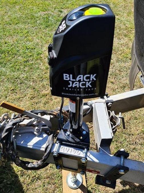 Black Jack Trailer Jack with Clamp Electric Powered Jockey Lift with Folding Foot - Everything Caravans