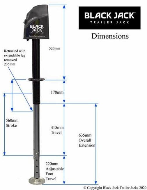 Black Jack Trailer Jack with Clamp Electric Powered Jockey Lift with Folding Foot - Everything Caravans