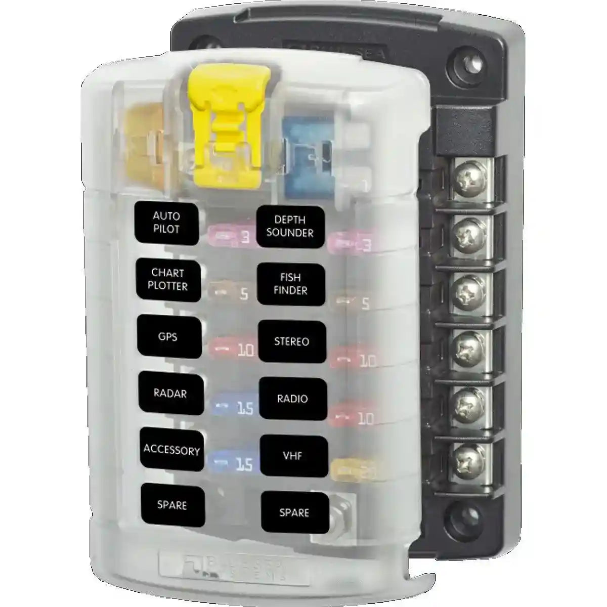 Bluesea Blade Fuse Block – 12 Circuits with Cover - Everything Caravans