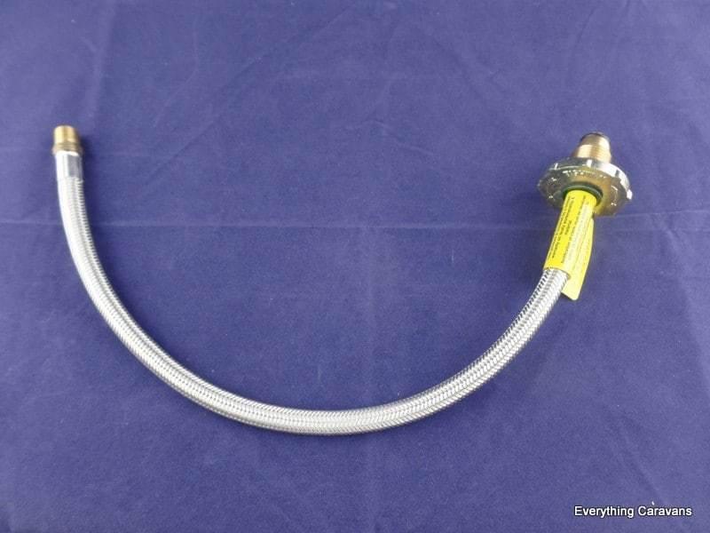 Braided Gas Hose 450mm POL fitting and 1-4 Tapered Thread - Everything Caravans