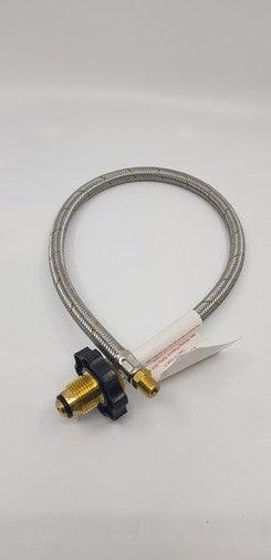 Braided Gas Hose 600mm POL fitting and 1-4 Tapered Thread MNPT 51-Htfp14M600F - Everything Caravans