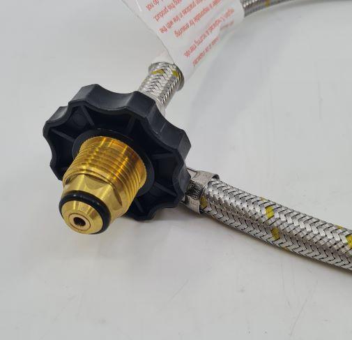 Braided Gas Hose 600mm POL fitting and 1-4 Tapered Thread MNPT 51-Htfp14M600F - Everything Caravans