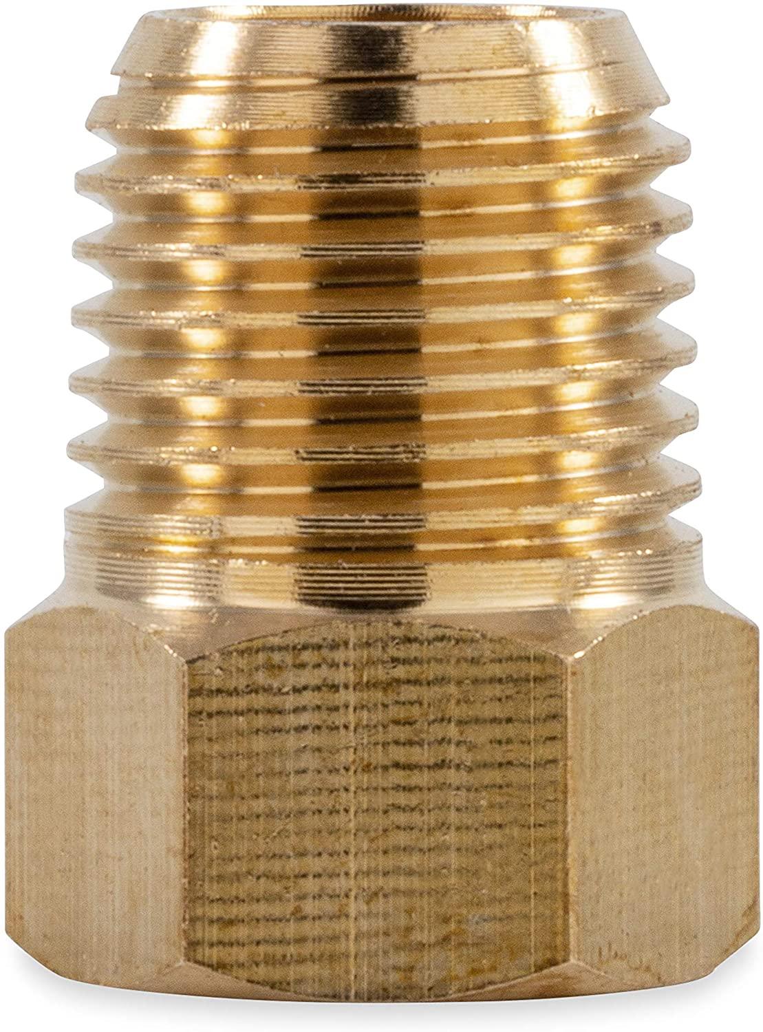 Brass Gas fitting 1-4 Male Taper Thread to 1-4 Female inverted Flare - Everything Caravans