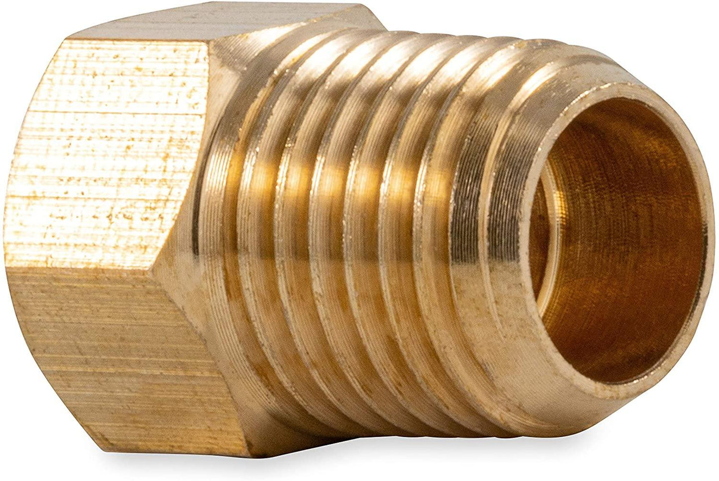 Brass Gas fitting 1-4 Male Taper Thread to 1-4 Female inverted Flare - Everything Caravans