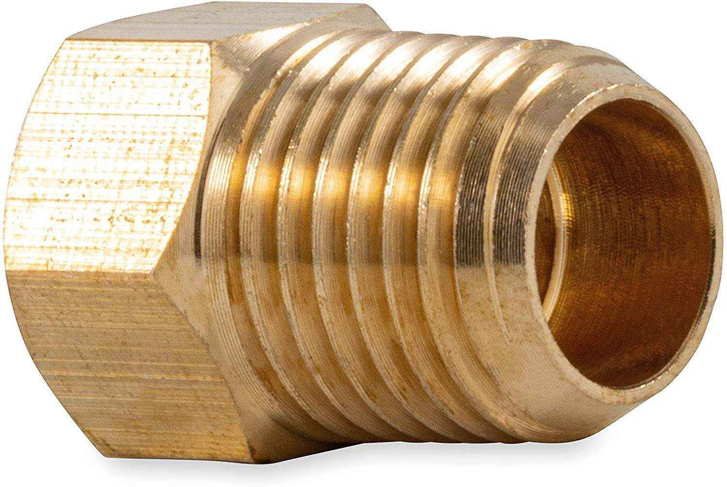 Brass Gas fitting 1-4 Male Taper Thread to 1-4 Female inverted Flare - Everything Caravans
