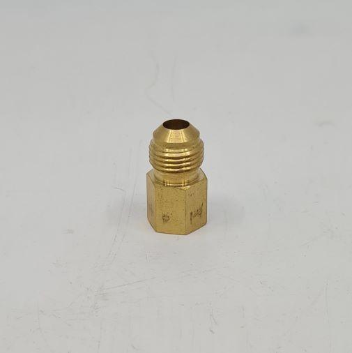 Brass Gas fitting 3-8 Flare Union with 1-4 Female Taper Thread 01-1612 - Everything Caravans