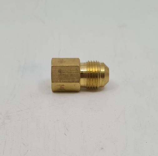 Brass Gas fitting 3-8 Flare Union with 1-4 Female Taper Thread 01-1612 - Everything Caravans