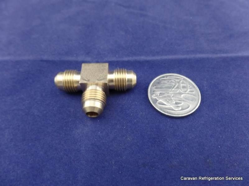 Brass Gas fitting 5-16 Flare Three Way Tee for 5-16 Copper Pipe - Everything Caravans