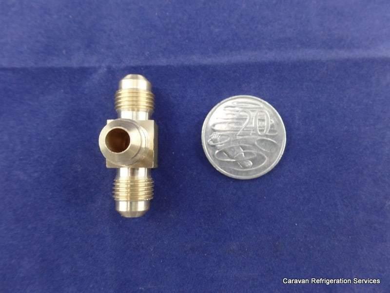 Brass Gas fitting 5-16 Flare Three Way Tee for 5-16 Copper Pipe - Everything Caravans