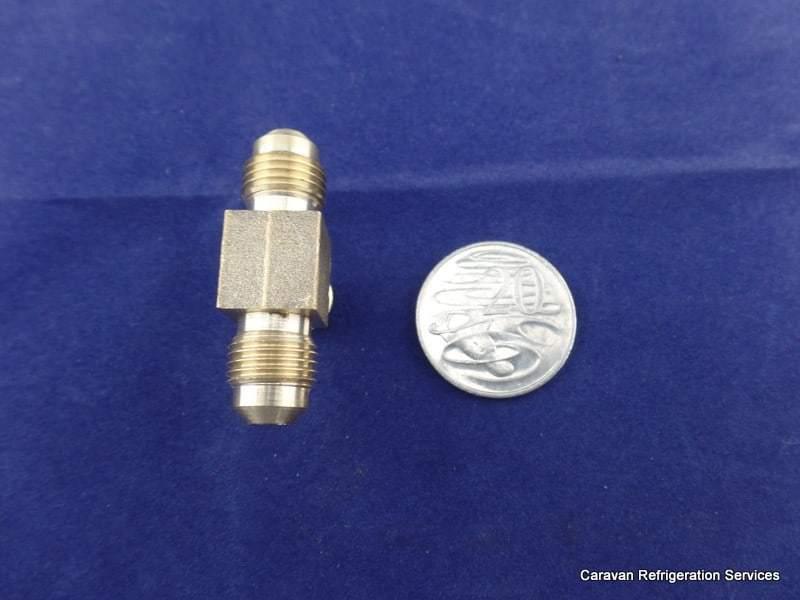 Brass Gas fitting 5-16 Flare Three Way Tee for 5-16 Copper Pipe - Everything Caravans