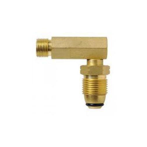 Brass Gas fitting Male POL x 3-8 Left Hand Thread Male 90 Degree Adaptor - Everything Caravans