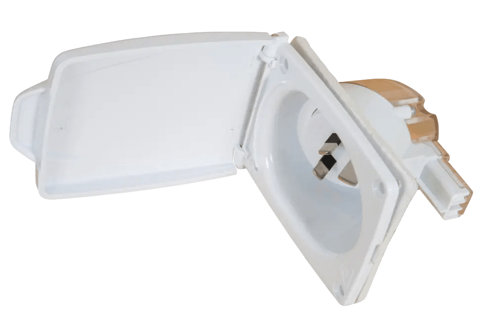 C Type 10A AC Power External Outlet Black CMS 230Vac Plug N Play - Black - Everything Caravans