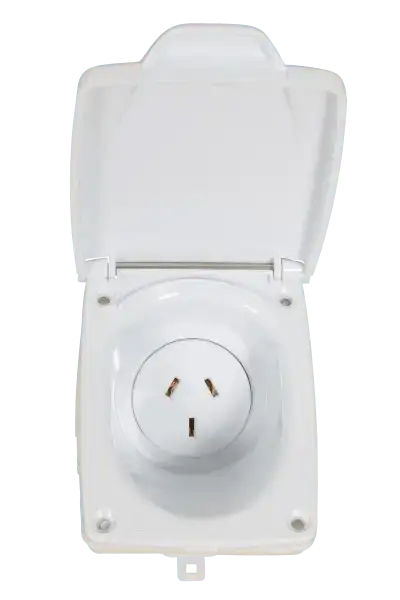 10A AC Power External Outlet White CMS 230Vac Plug N Play - Everything Caravans