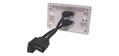 Caravan HDMI Dual Wallplate Dual Cover with Flyleads White - Everything Caravans