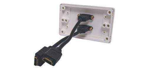 Caravan HDMI Dual Wallplate Dual Cover with Flyleads White - Everything Caravans
