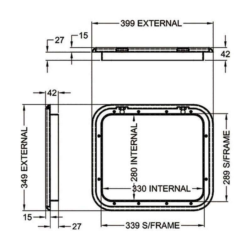 Coast Access Door 1 399X349mm White RV Hatch - Everything Caravans