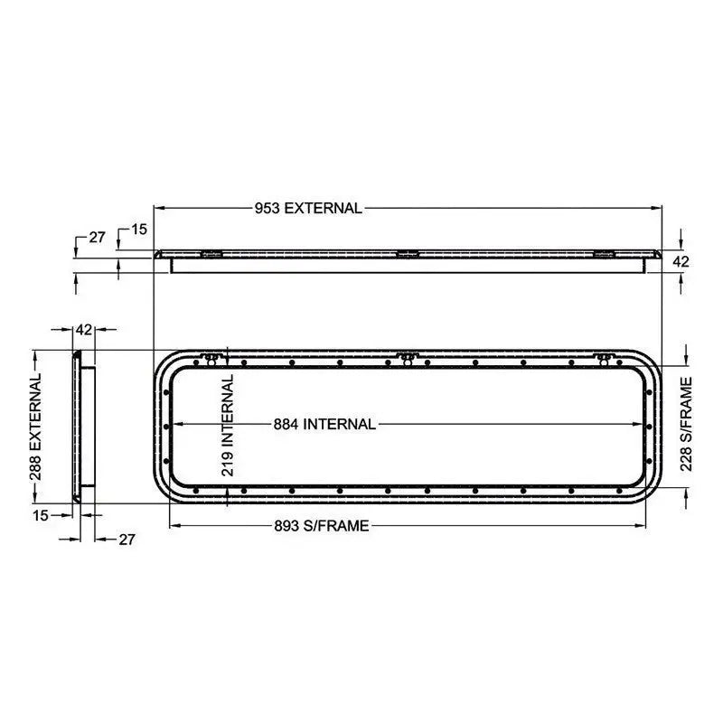 Coast Access Door 5 - White 288 x 953 RV Hatch - Everything Caravans