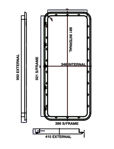 Coast Access Door 9 950 x 415mm White RV Hatch - Everything Caravans
