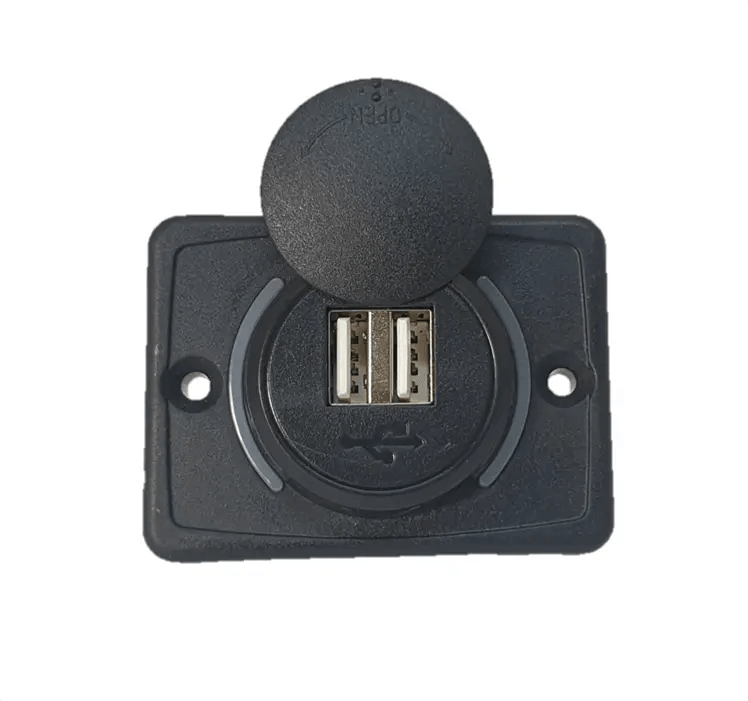 Dual USB Black Flush Mount 3.1A with Swivel Cover - Everything Caravans