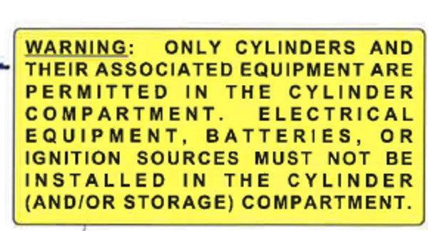 Cylinder Compartment Warning Label - Everything Caravans