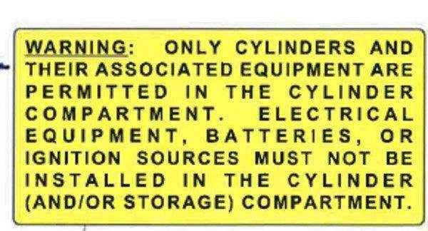 Cylinder Compartment Warning Label - Everything Caravans