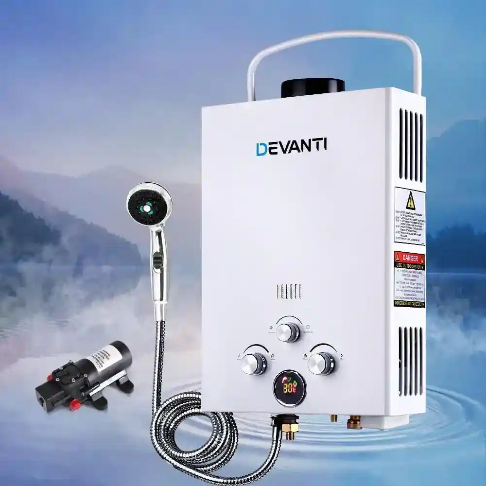 Outdoor Portable Gas Hot Water Heater Shower Camping - Everything Caravans