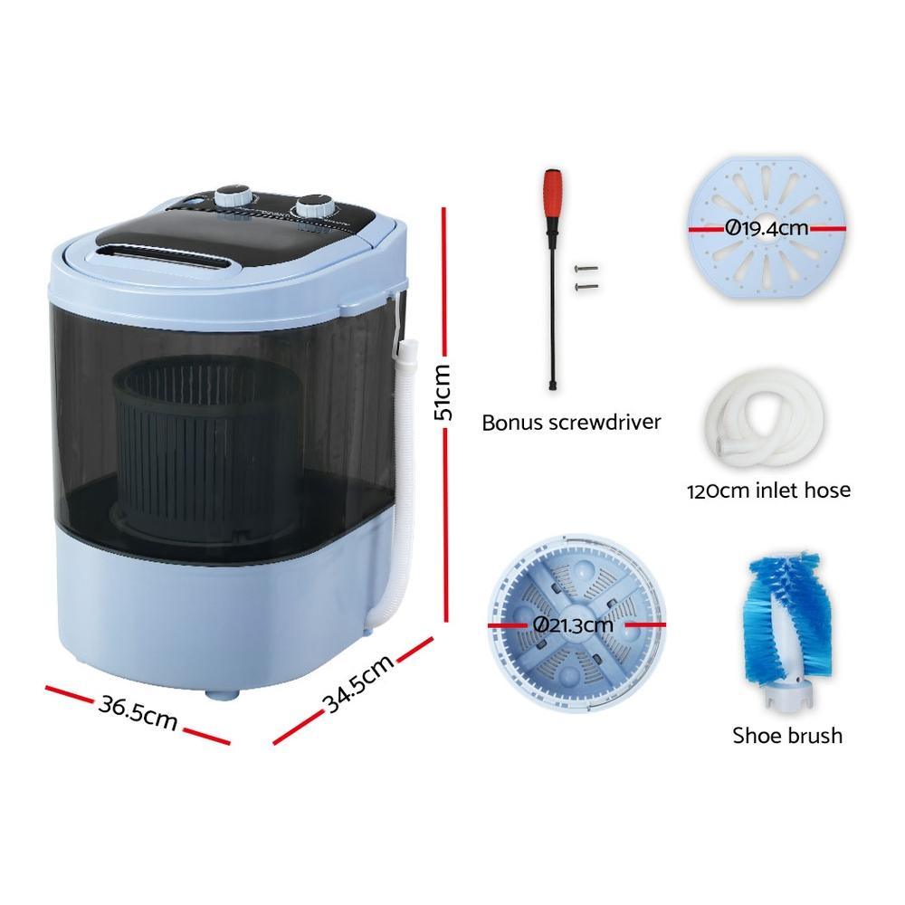 3Kg Mini Portable Washing Machine Top Load Spin - Everything Caravans