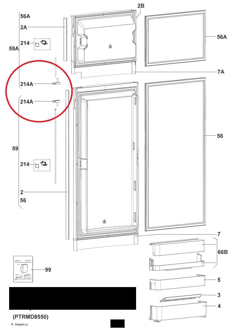 Dometic Button Door Lock Right Hand Suits RMD and RMDX - Everything Caravans