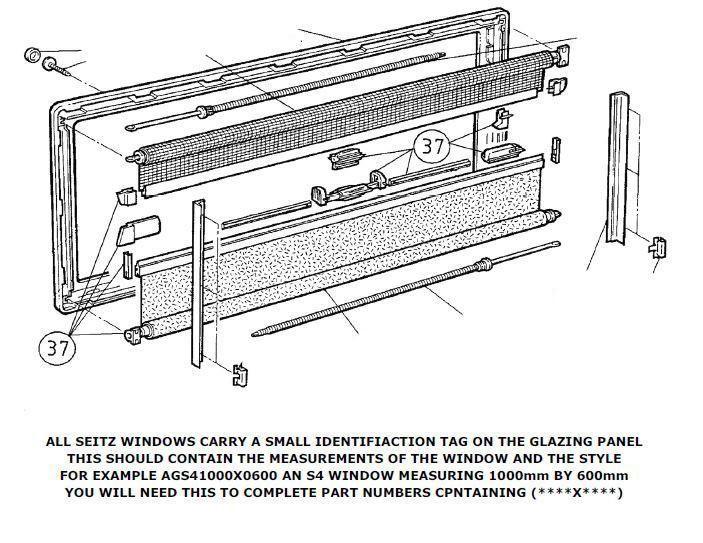 Dometic S4 Window 34mm inner Frame Assemblies Blind and Flyscreen - Everything Caravans