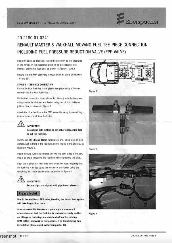 Eberspacher Fuel Pickup for Return Line for Master Traffic Crafter - Everything Caravans