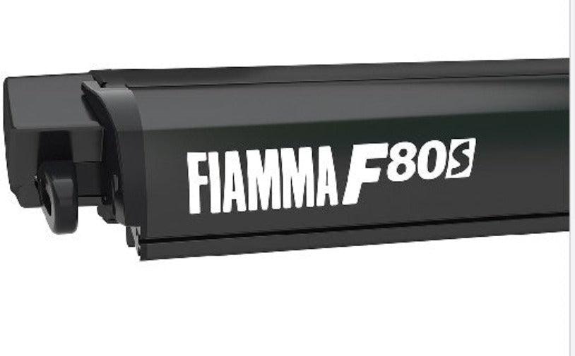 Fiamma F80S Deep Black Cassette - Royal Grey Fabric Box Awning - Everything Caravans