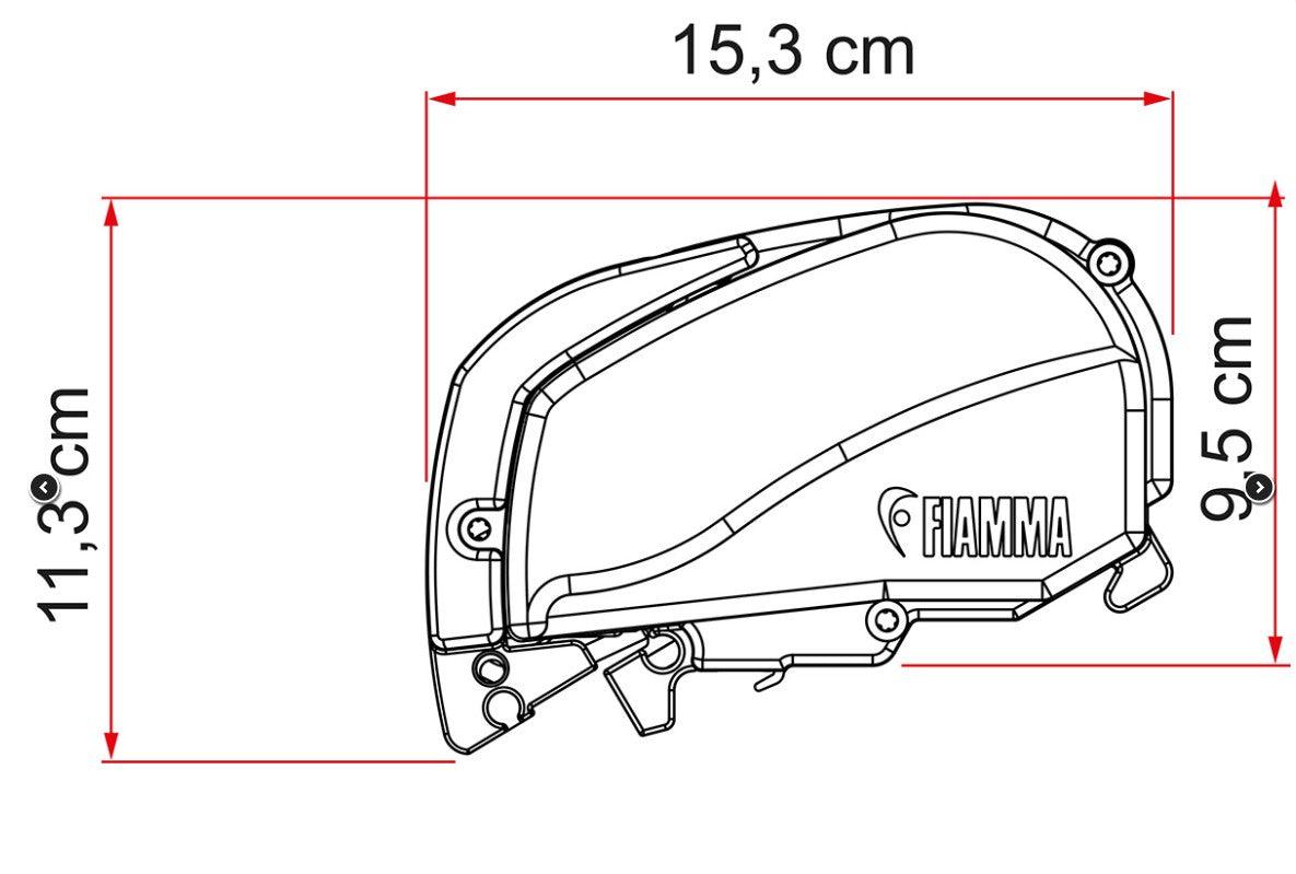 Fiamma F80S Deep Black Cassette - Royal Grey Fabric Box Awning - Everything Caravans