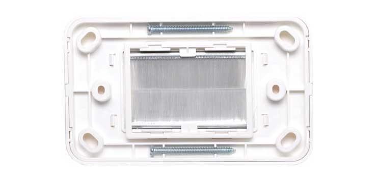 Flat White Brush Entry Wallplate for installing Cables - Everything Caravans