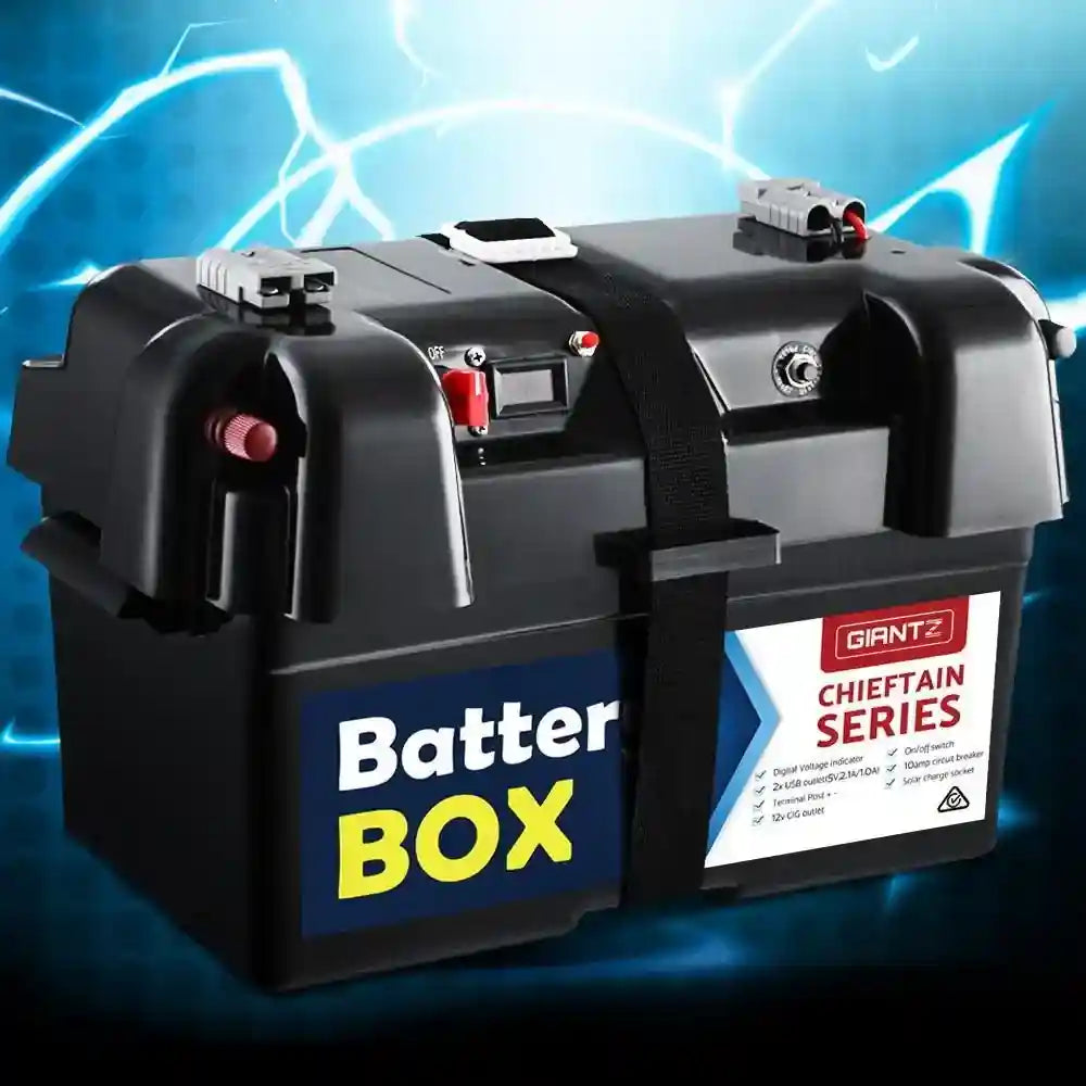 Battery Box 12v Universal Large USB Cigarette Outlets - Everything Caravans
