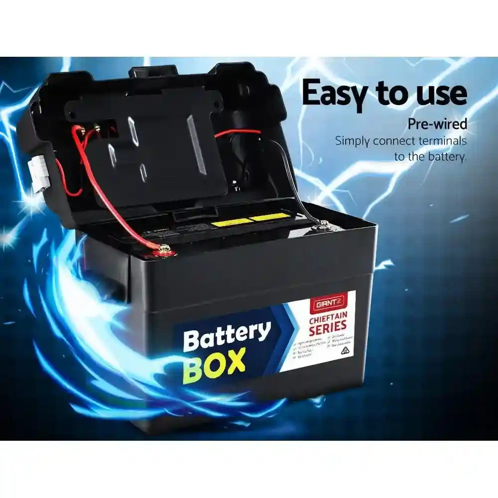 Battery Box Universal Large with USB Cigarette and Anderson Plugs - Everything Caravans