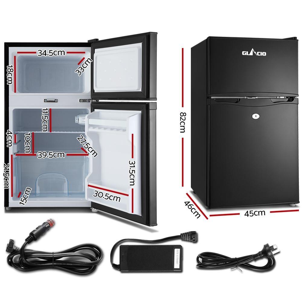 90L Upright Fridge Freezer 12v24V240v Black - Everything Caravans
