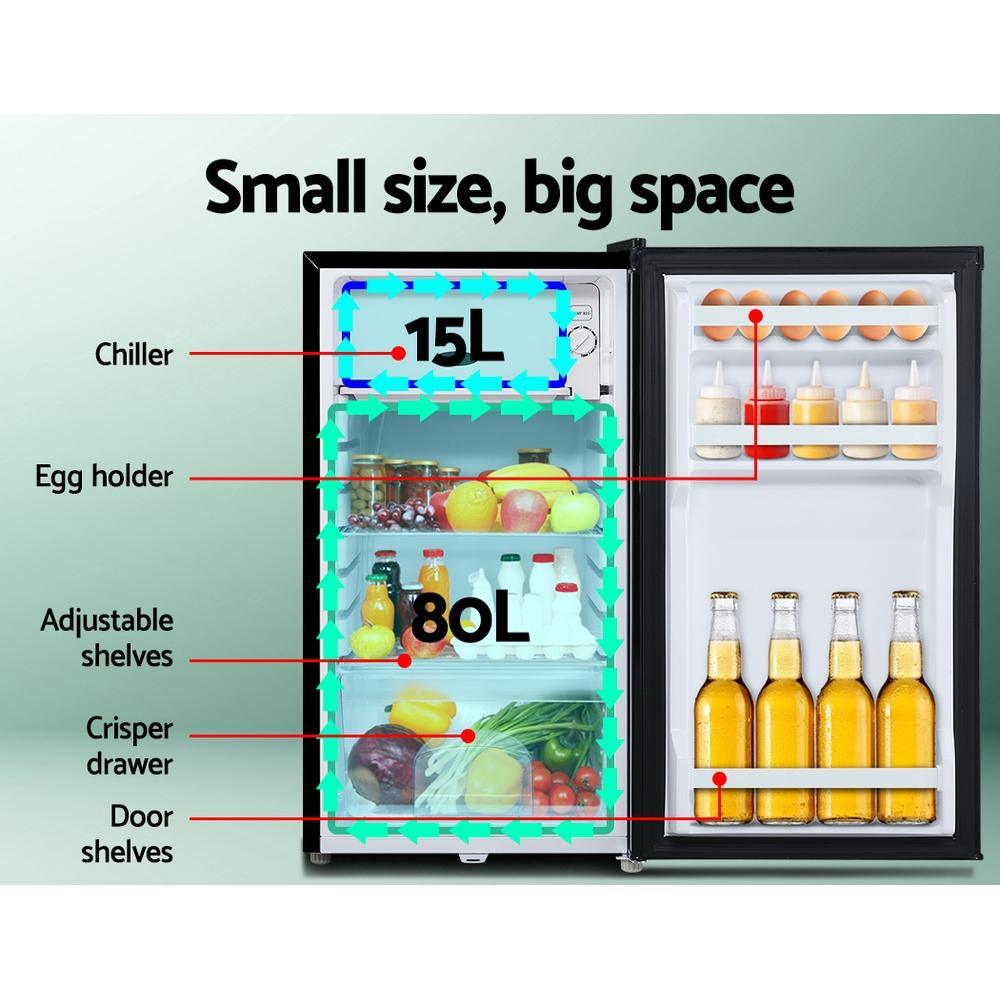 95L Upright Fridge Freezer 12v24V240v Black - Everything Caravans