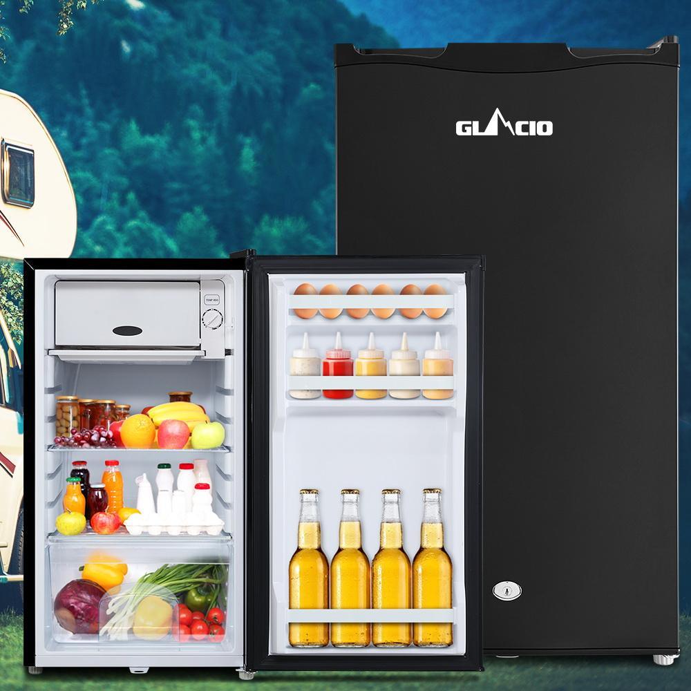 95L Upright Fridge Freezer 12v24V240v Black - Everything Caravans
