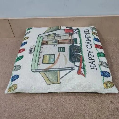 Happy Campers Pillow Cushion - Camper - Everything Caravans