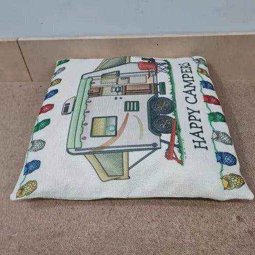 Happy Campers Pillow Cushion - Camper - Everything Caravans