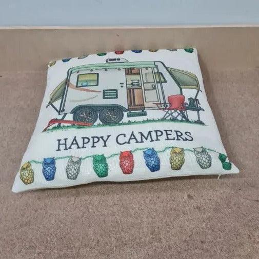 Happy Campers Pillow Cushion - Camper - Everything Caravans