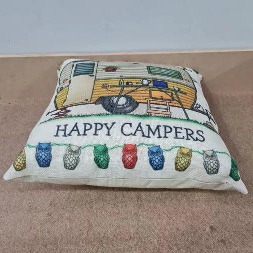 Happy Campers Pillow Cushion - Caravan - Everything Caravans