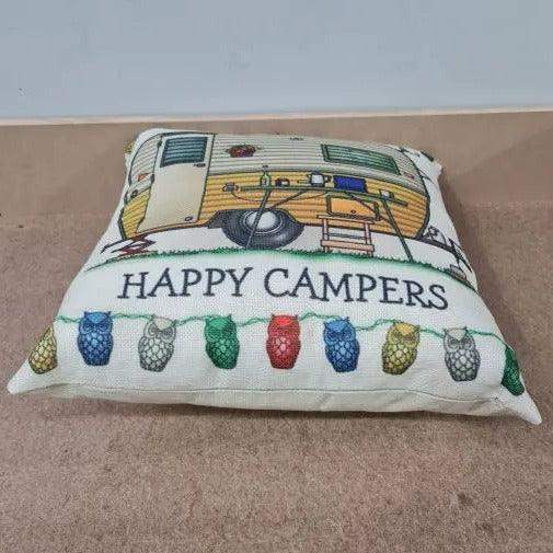 Happy Campers Pillow Cushion - Caravan - Everything Caravans