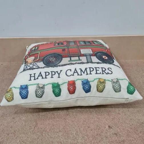 Happy Campers Pillow Cushion - Motor Homer - Everything Caravans