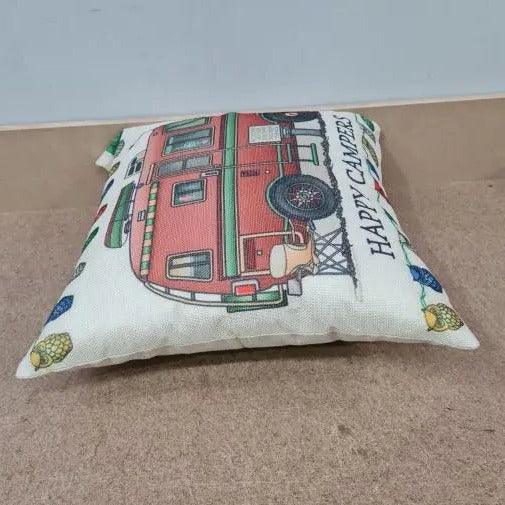 Happy Campers Pillow Cushion - Motor Homer - Everything Caravans