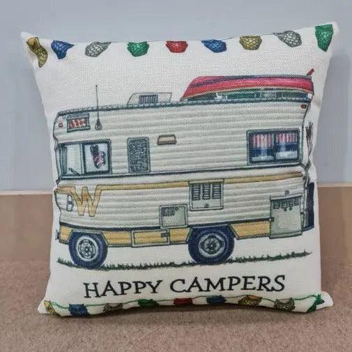 Happy Campers Pillow Cushion - Winnebago - Everything Caravans