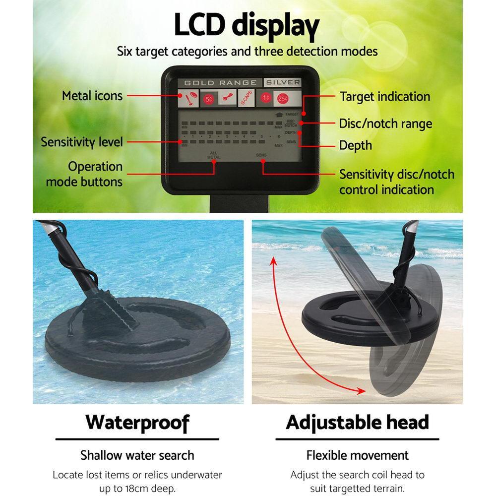 LCD Screen Metal Detector with Headphones - Black - Everything Caravans