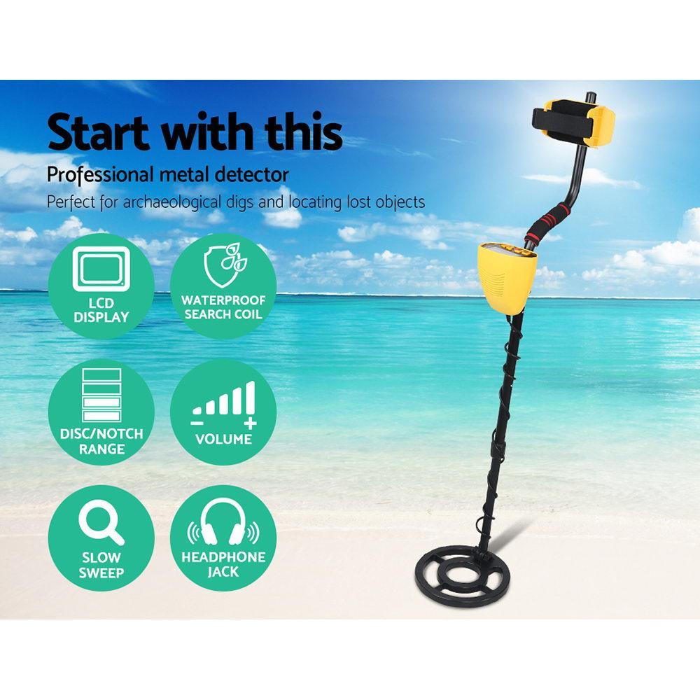 LCD Screen Metal Detector with Headphones Yellow - Everything Caravans